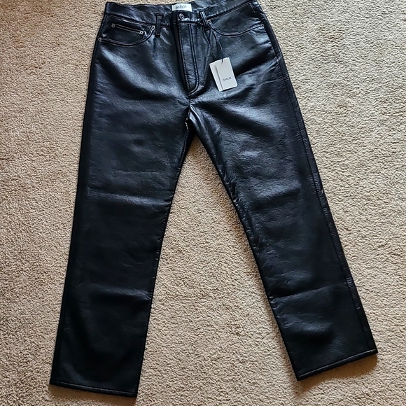 AGOLDE 90s Pinch Waist Recycled Leather High Waist Pants - Picture 3 of 7